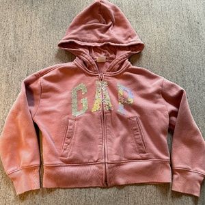 GAP Kids Hooded Logo Sweatshirt Pink Medium Size 8 Sequins